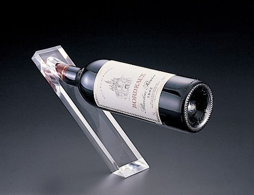 Counter Balanced Acrylic Wine Bottle Holder - Elegant Single Bottle Display Stand for Kitchen, Bar, or Dining Room Decor