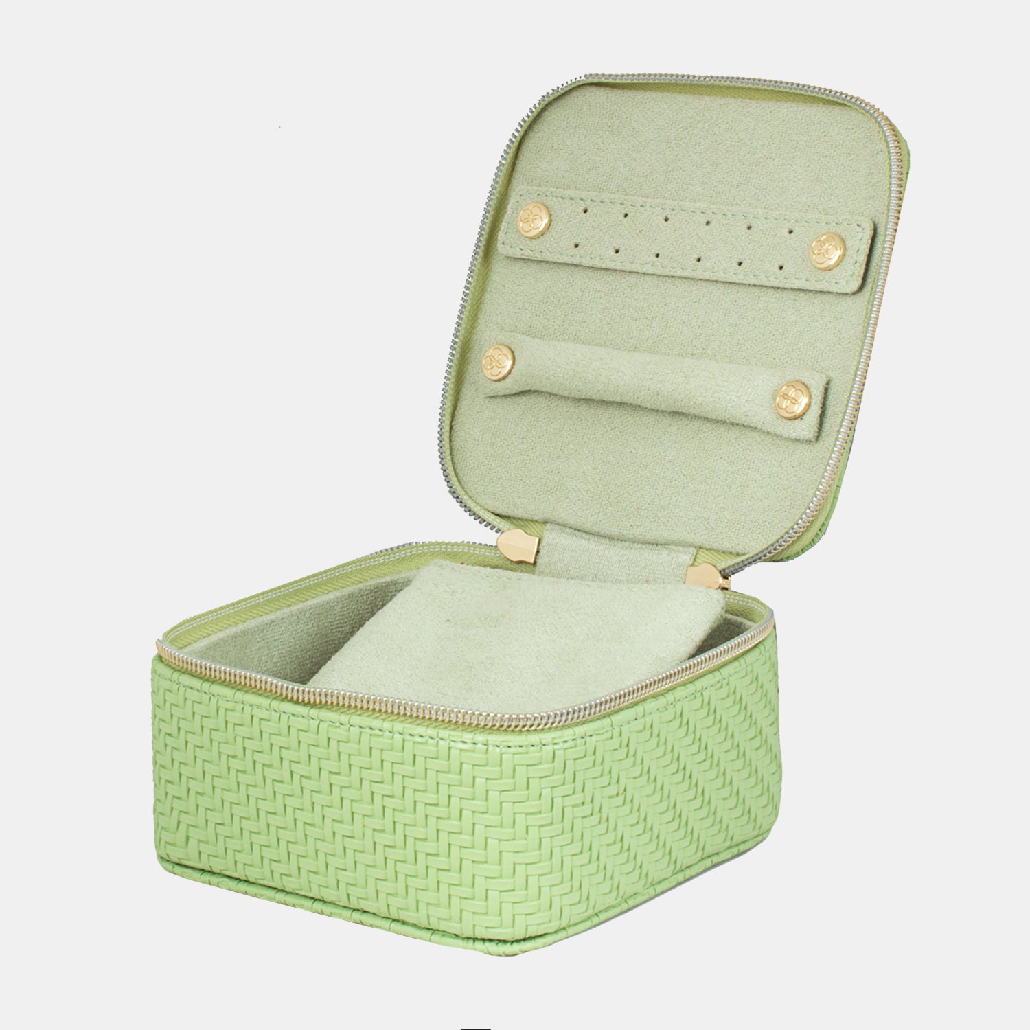Herringbone Pistachio Jewelry Cube Box - Elegant Storage for Rings, Earrings & Necklaces | Perfect for Travel & Home Organization