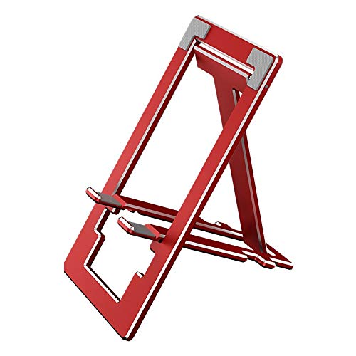 Universal Adjustable Phone Holder Stand - Aluminum Desktop Phone Dock for iPhone 12/11/Pro Max, Samsung Galaxy, Google Pixel & Foldable Tablet Bracket for iPad Pro (Red) - Perfect for Home Office, Video Calls, Watching Movies & Hands-Free Viewing