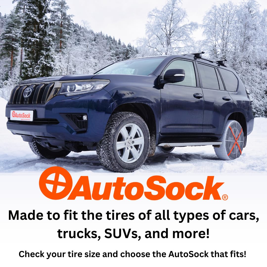 AutoSock HP695 Snow Socks for Passenger Vehicles - 2 Pack Winter Tire Traction Aids for Snow & Ice - Perfect for Mountain Roads & Emergency Winter Driving
