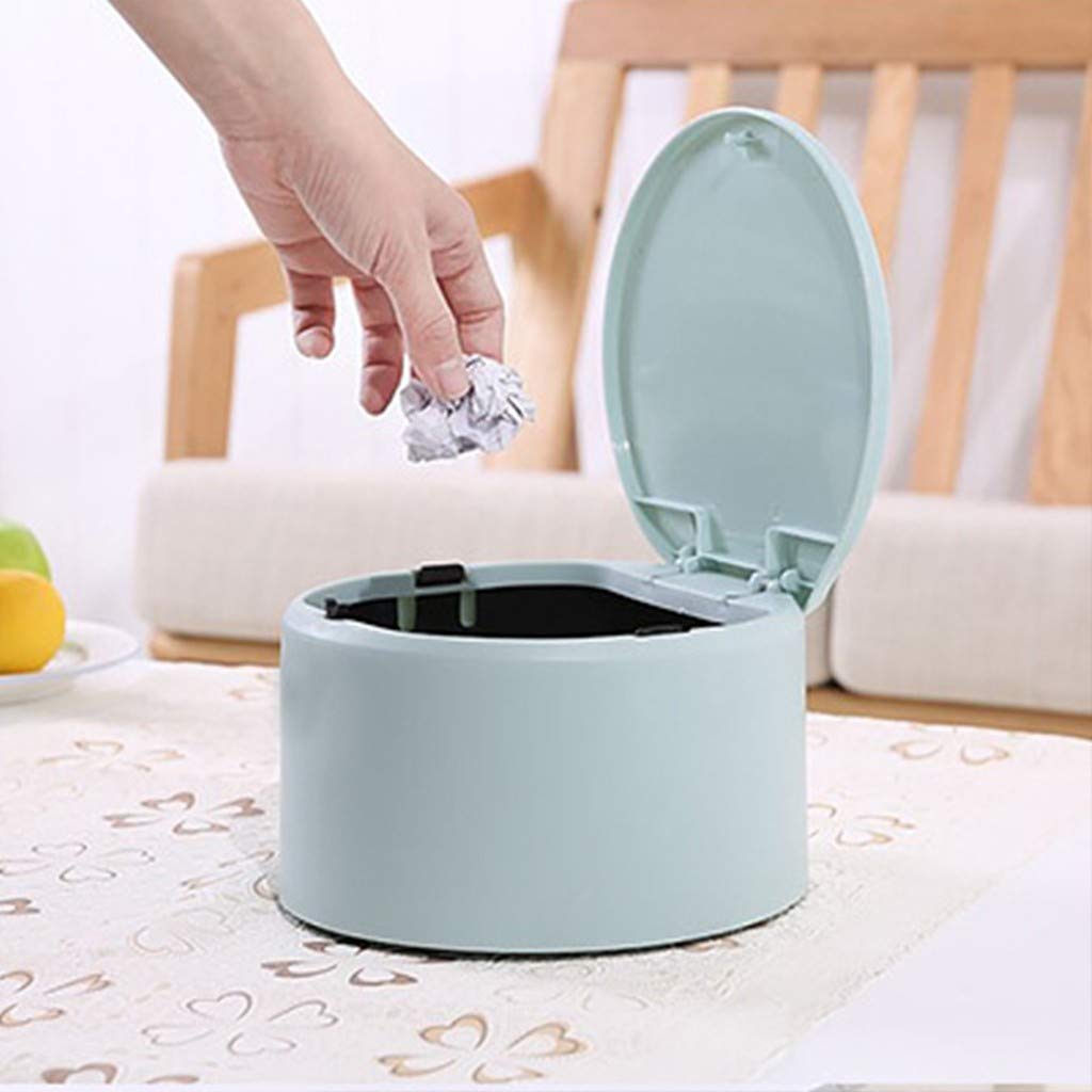 Mini Pop-up Trash Can - Collapsible Leak-Proof Push-Type Round Garbage Bin for Home, Office, Car, Bathroom & Bedroom - Portable Stylish Waste Bin for Desk, Kitchen Counter, Dorm & Travel Use
