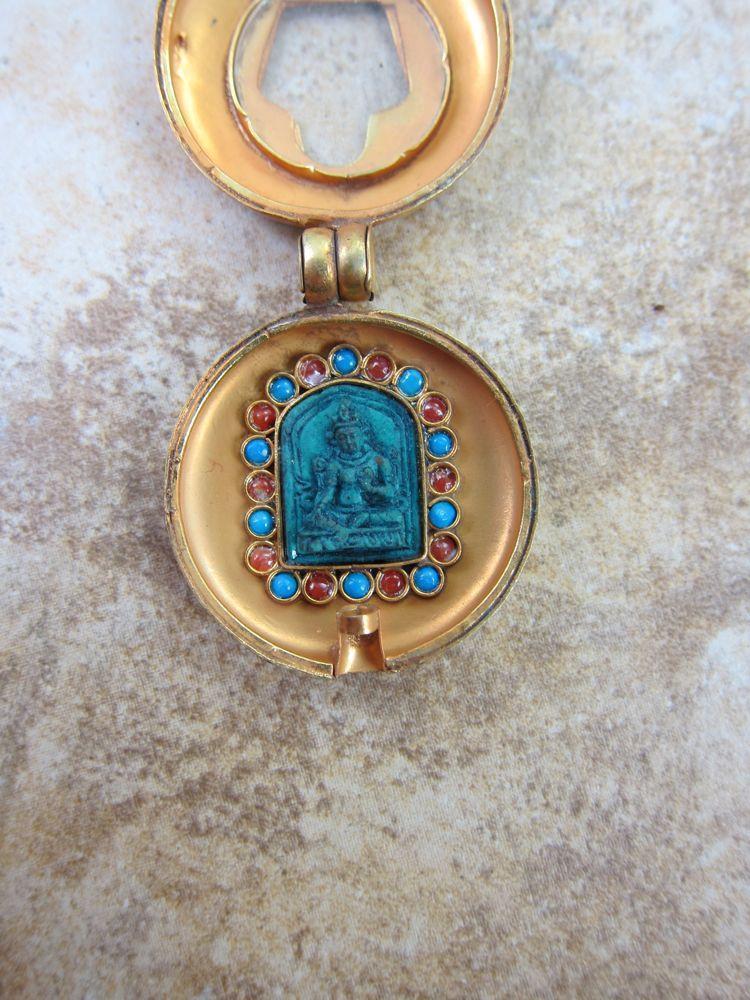 18K Gold Plated Gau Pendant with Tara Goddess Charm - Spiritual Jewelry for Meditation, Yoga & Buddhist Practices