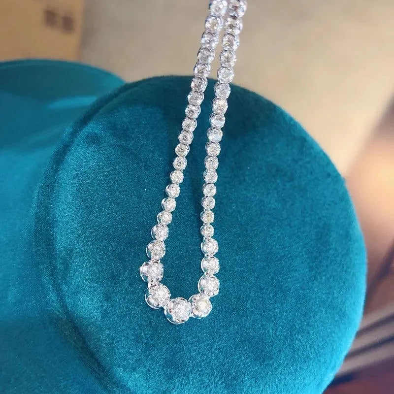 18K White Gold Real Diamond Tennis Necklace for Women - 6.0ct 42CM Luxury Jewelry Gift (Au750) | Perfect for Senior Parties, Weddings & Special Occasions