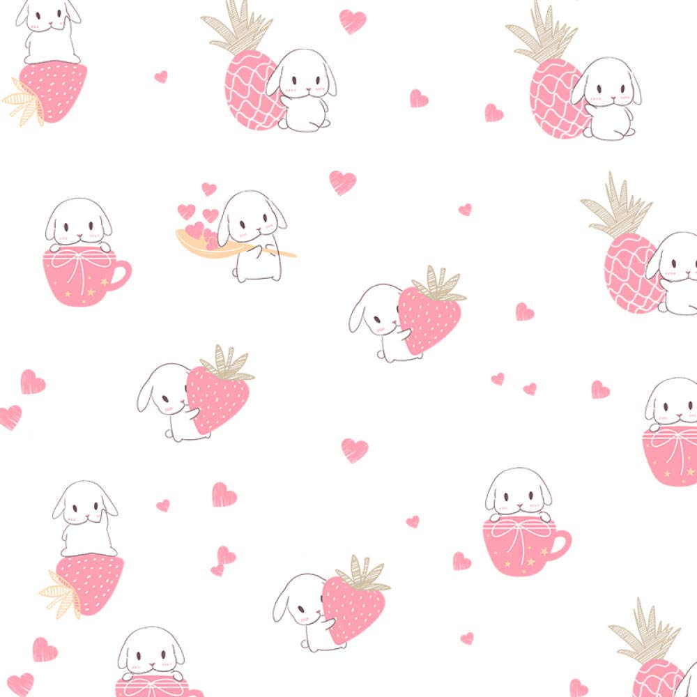 Cute Strawberry Rabbit Wall Stickers - Kawaii Home Decor for Girls Room, Pink Bedroom Wall Decoration, Nursery & Kids Room Mural Wallpaper Posters | Perfect for Baby Rooms, Playrooms & Teen Bedrooms