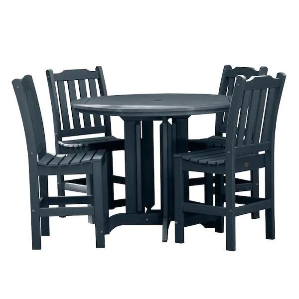 Lehigh 5-Piece Round Counter Height Recycled Plastic Outdoor Dining Set - Patio, Deck, Garden, or Backyard Furniture for Casual Entertaining