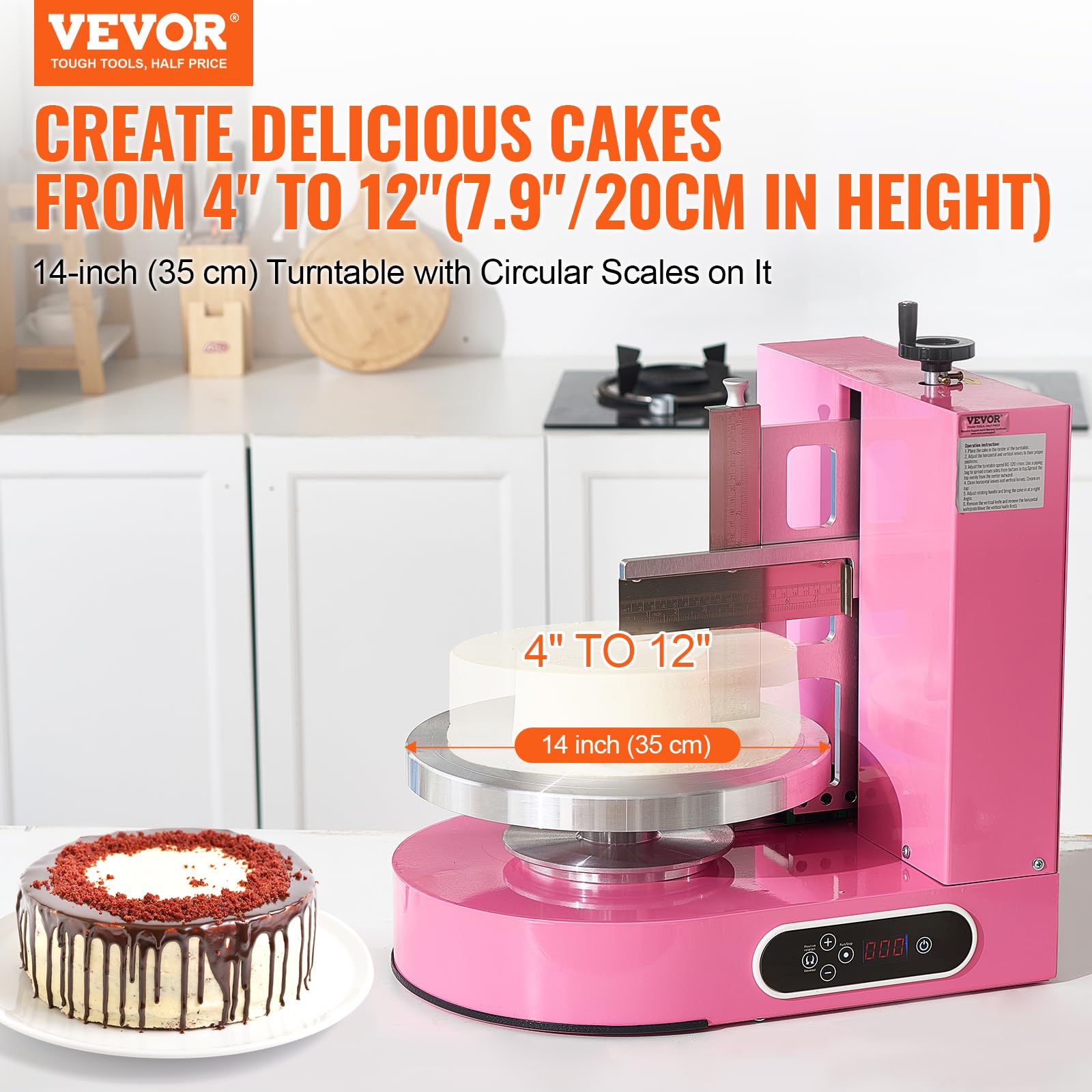 VEVOR Cake Decorating Machine - Low Noise Cake Frosting & Cream Spreading Coating Machine with Adjustable Scraper & Turntable (4