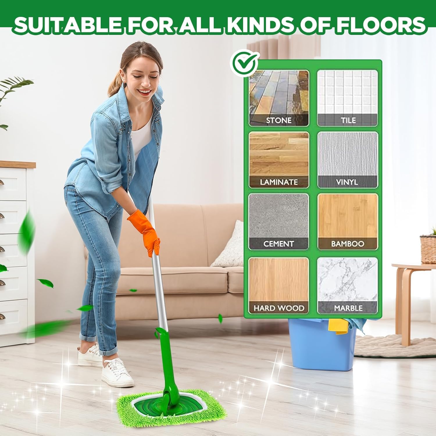 **Reusable Microfiber Mop Pads - 4PCS Washable Wet & Dry Sweeping Cloths for Swiffer Sweeper Refills - Mop Head Replacement for Household Cleaning - Perfect for Hardwood Floors, Tile & Laminate**
