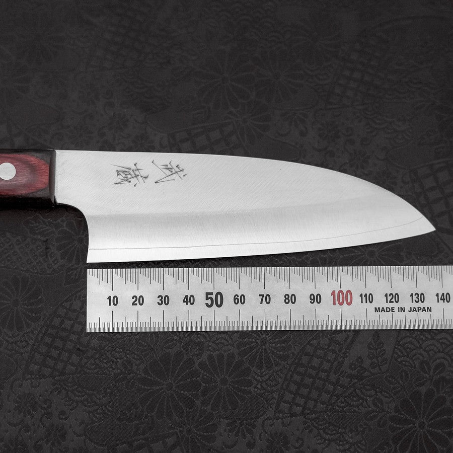 Premium Santoku Knife 150mm - VG-10 Stainless Steel Blade with Polished Finish & Ergonomic Black Red Handle - Ideal for Slicing, Dicing, and Chopping Vegetables, Meat, and Fish