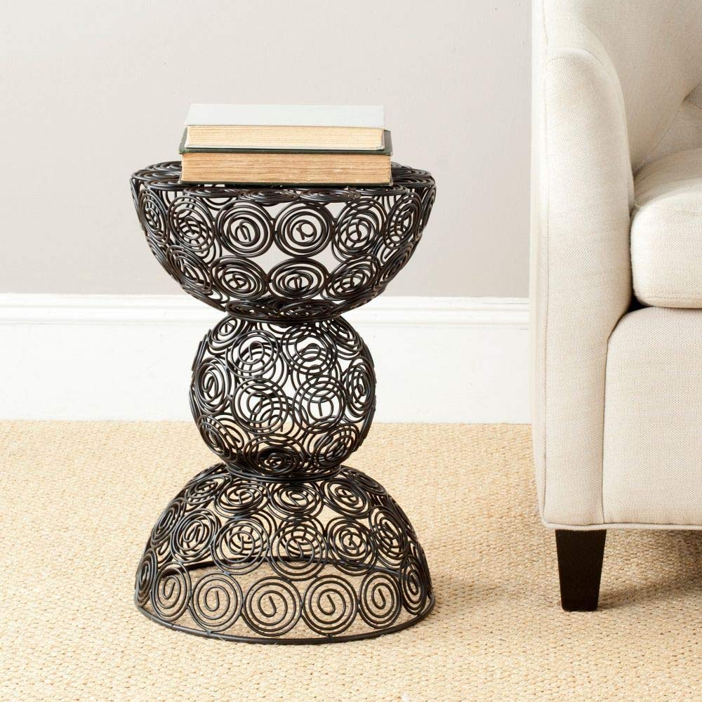 Safavieh Maggie Steelworks Iron Wire Swirls Stool in Black - Modern Bar Stool for Kitchen Island, Dining Room & Home Decor