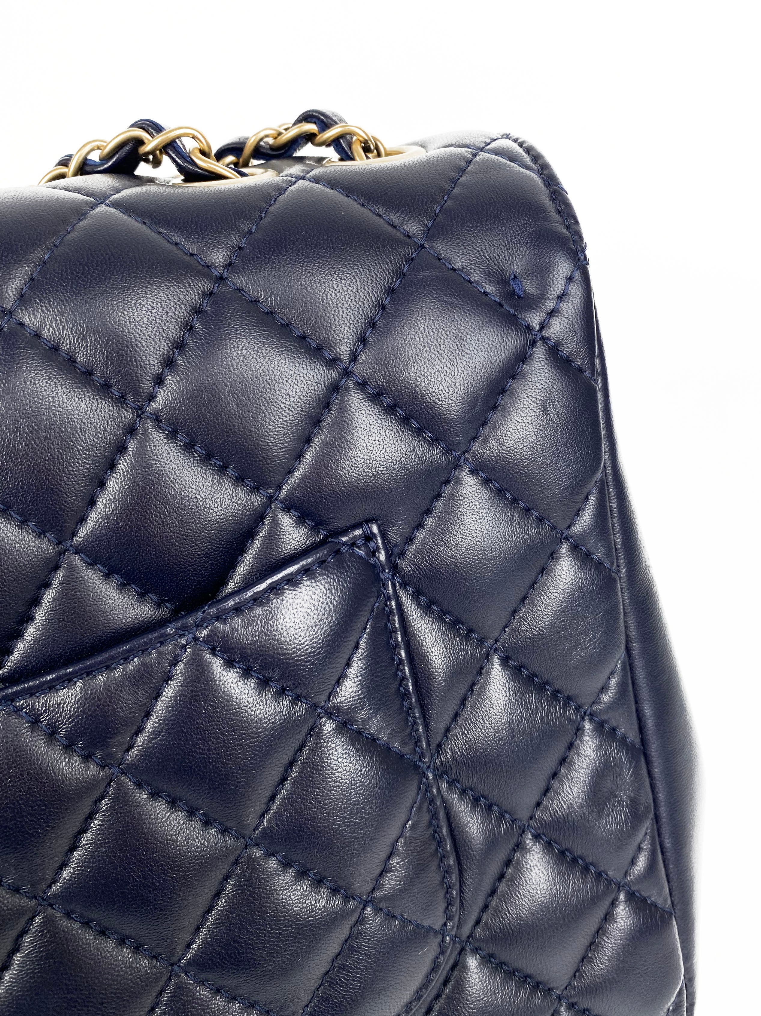 Chanel Navy Blue Jumbo Mademoiselle Chic Flap Bag - Luxury Designer Handbag for Women, Perfect for Work, Evening Events & Special Occasions
