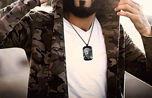 Personalized Custom Name Necklace with Photo & Text Engraving - Stainless Steel Dog Tag Pendant for Men - Perfect Gift for Anniversary, Valentine's Day & Special Occasions