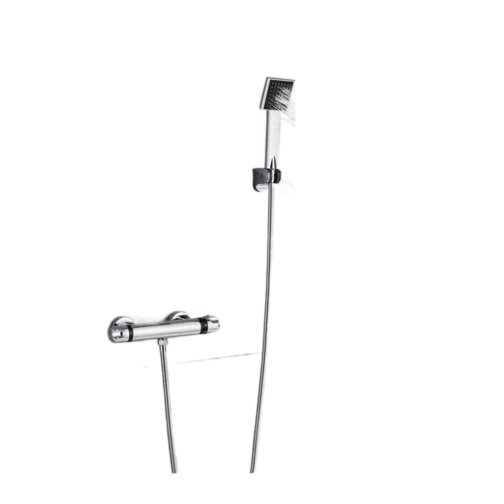 XIEDA Chrome Thermostatic Shower Mixer Faucet - Dual Handle Constant Temperature Shower System with Handheld Spray and Wall Bracket - Perfect for Bathroom Renovation and Modern Home Upgrade (Color: Thermostatic Tap D)