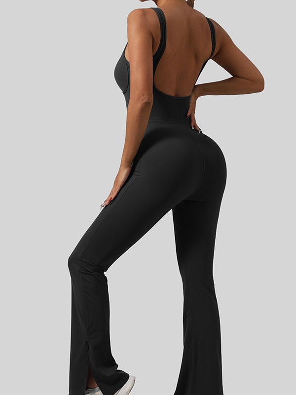 ZASUWA Women's Sexy Cross Neck Backless Flare Leg Jumpsuit - Perfect for Date Night, Parties & Special Occasions