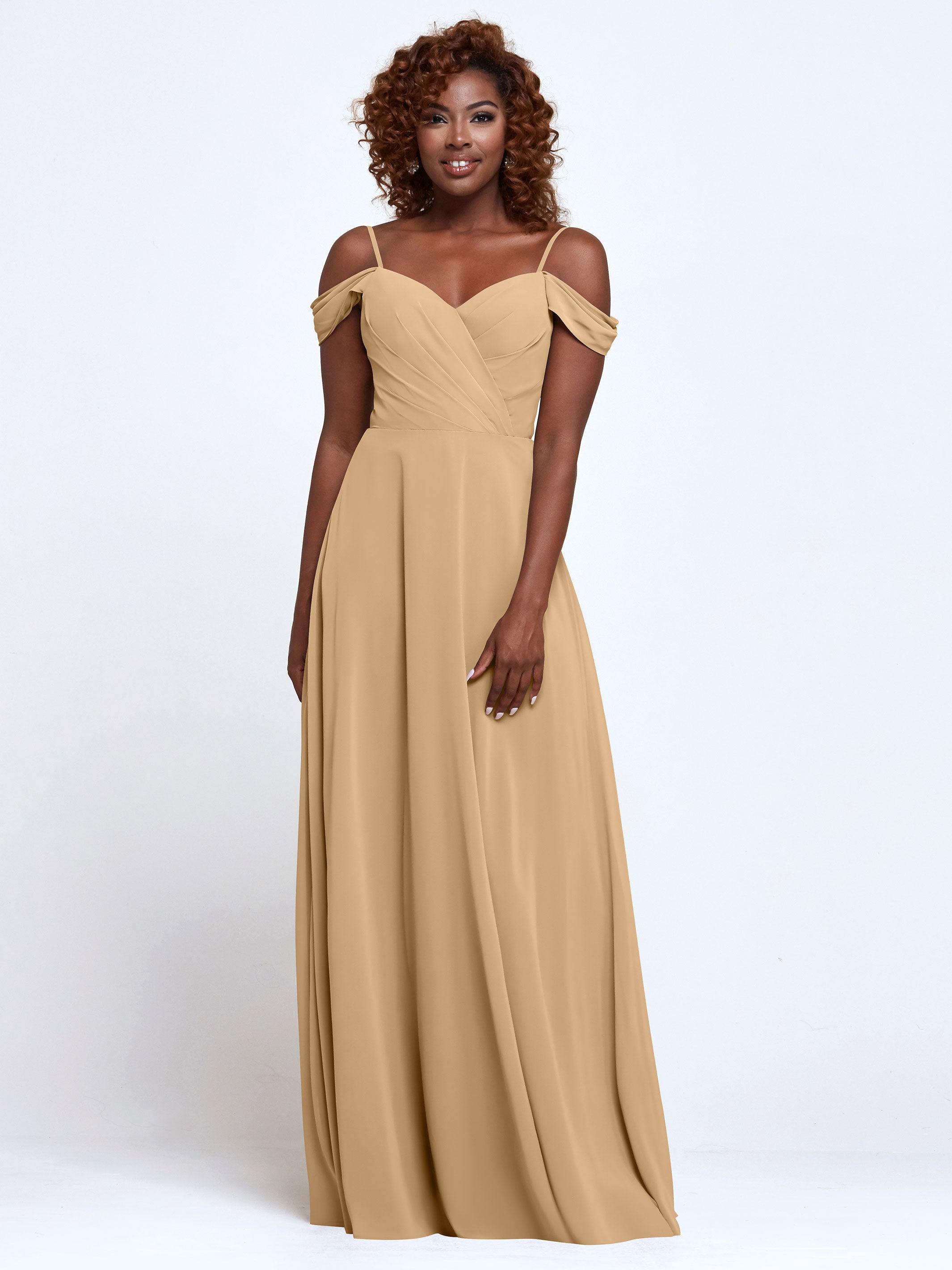 Elegant 83003 Stretch Chiffon Off-The-Shoulder A-Line Bridesmaid Dress - Perfect for Weddings, Prom, Formal Events & Special Occasions