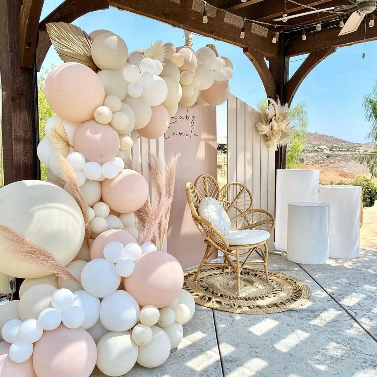 Double Stuffed Blush Balloons - 18/12/10/5 Inch Nude Latex Balloons in Pastel Pink, Peach & Beige for Balloon Garland Arch | Perfect for Birthday Decorations, Wedding, Bridal & Bachelorette Parties | DIY Home & Event Decor