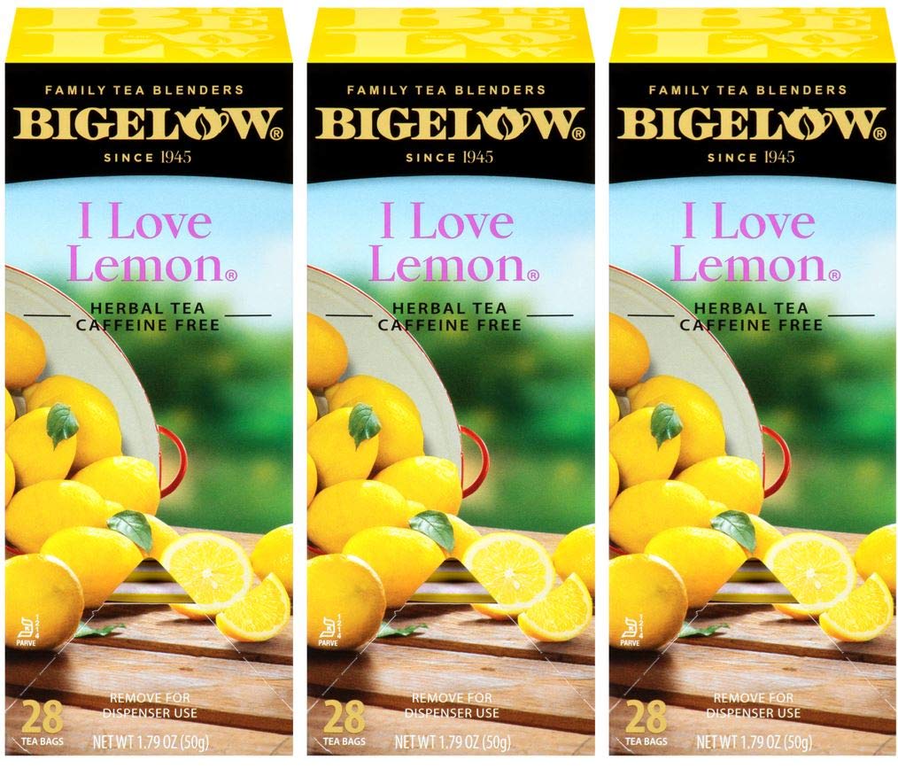 Bigelow I Love Lemon Herbal Tea Bags - 84 Count (3 Pack) | All Natural Lemon Flavored Tea with Vitamin C | Caffeine-Free Herbal Tea for Relaxation & Immunity Support