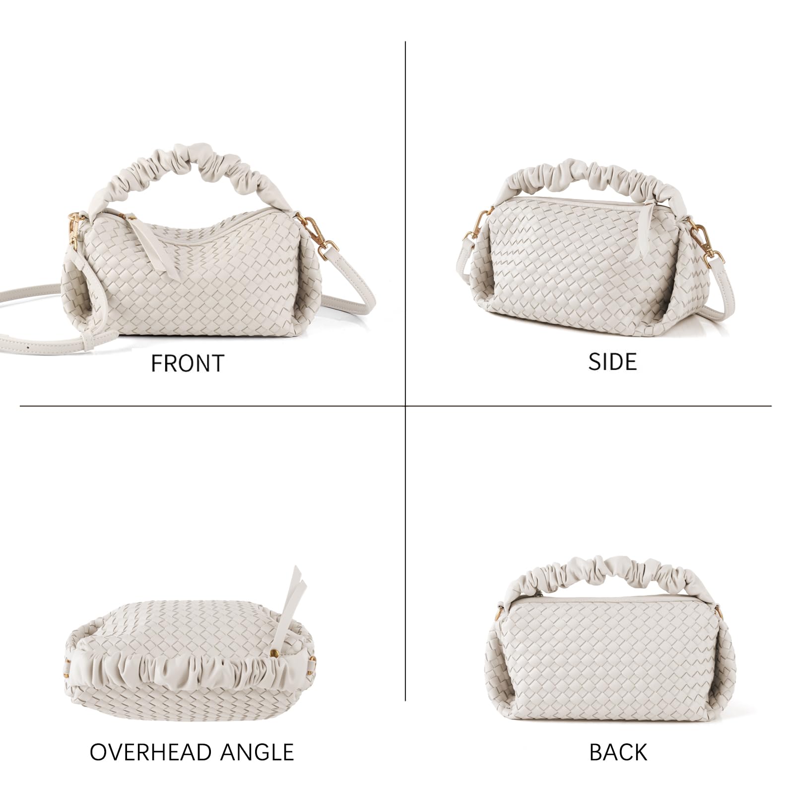 Vegan Leather Woven Crossbody Bag for Women - Detachable Strap Shoulder Bag & Wristlet Clutch Purse | Stylish Everyday Handbag for Work, Travel, and Date Night