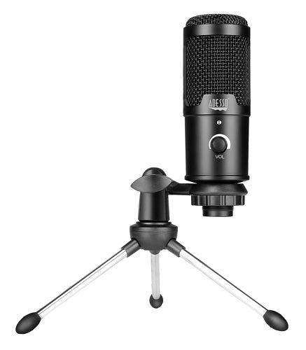 Adesso Xtream M4 Cardioid Condenser USB Microphone with Stand - Professional Studio Recording Mic for Podcasting, Streaming, Gaming & Voice Overs