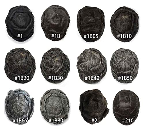 Premium Real Human Hair Toupee for Men - 5x7 Mono Fine Hairpiece #1B Off Black, 110% Density - Natural Looking Hair Replacement System for Thinning Hair & Baldness - Perfect for Daily Wear, Special Occasions & Confidence Boost