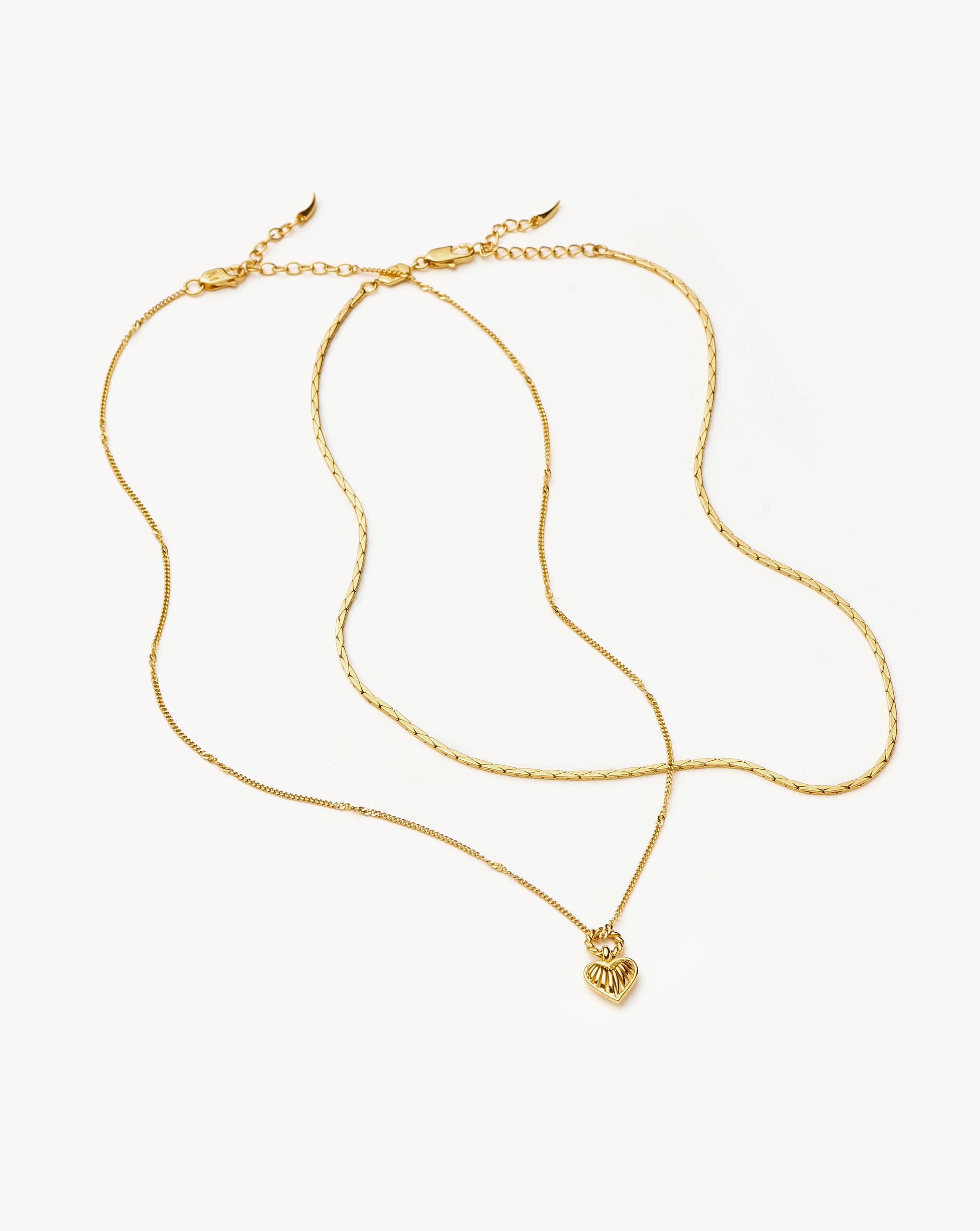 Mini Ridge Heart Chain Necklace Set - 18k Gold Plated Dainty Jewelry for Women | Perfect for Valentine's Day Gifts, Anniversary Presents & Everyday Elegance
