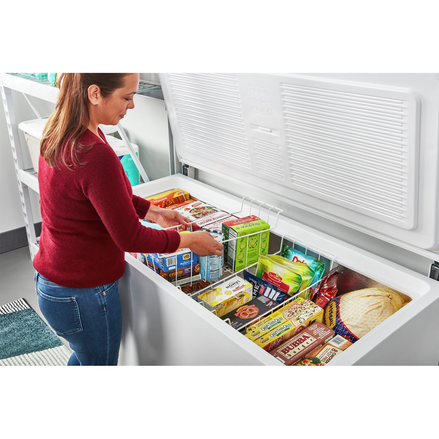 Amana 16.0 Cu Ft White Chest Freezer - Energy Efficient Home & Garage Deep Freezer for Long Term Food Storage (Model AZC5216LW) - Perfect for Bulk Meat, Frozen Vegetables & Meal Prep