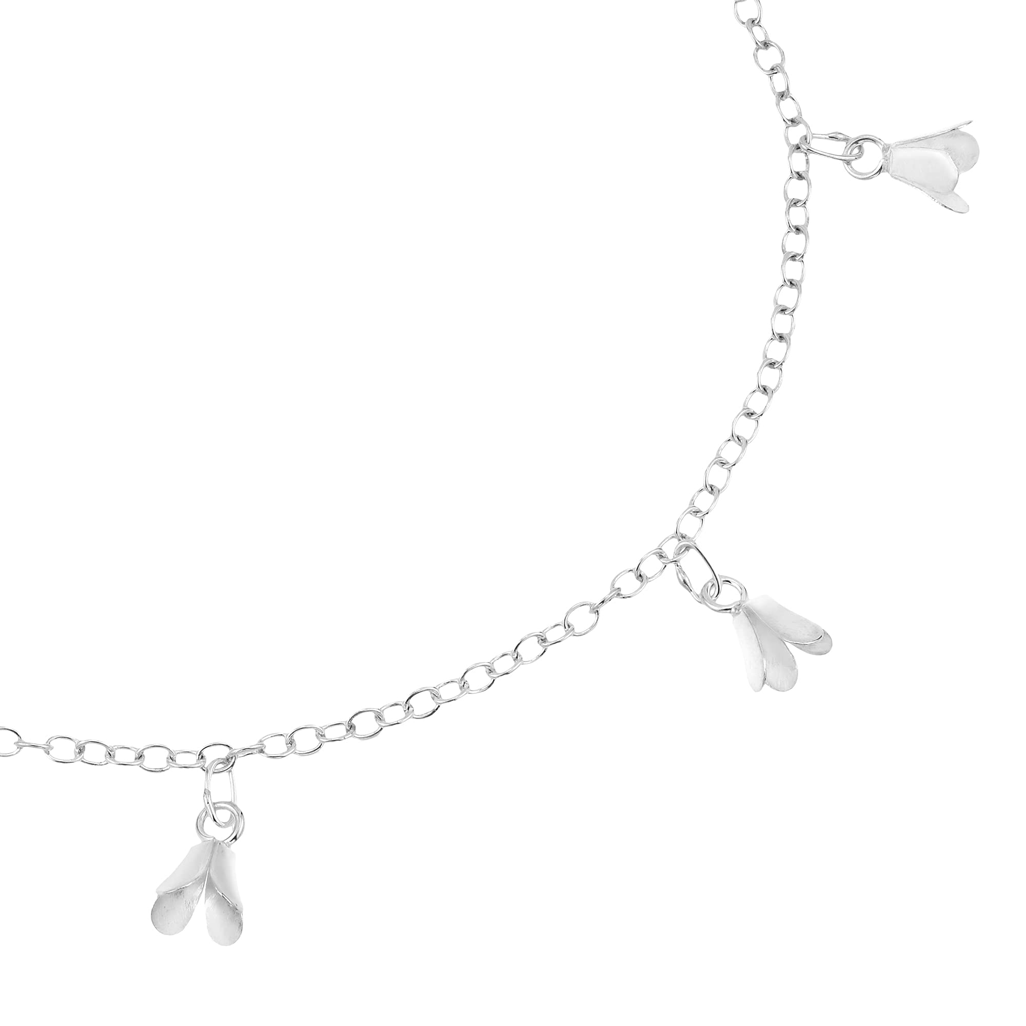 AeraVida Sweet Tulips Flower of Love .925 Sterling Silver Bracelet or Anklet - Romantic Gift for Her, Valentine's Day, Anniversary, Wedding, Birthday Jewelry Present