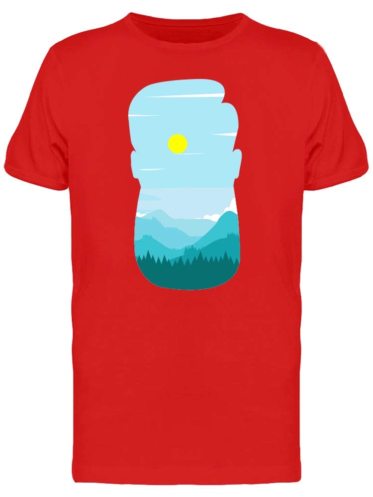 Trendy Hipster Man Silhouette Landscape Graphic T-Shirt for Men - Casual Streetwear & Urban Fashion Tee for Everyday Wear