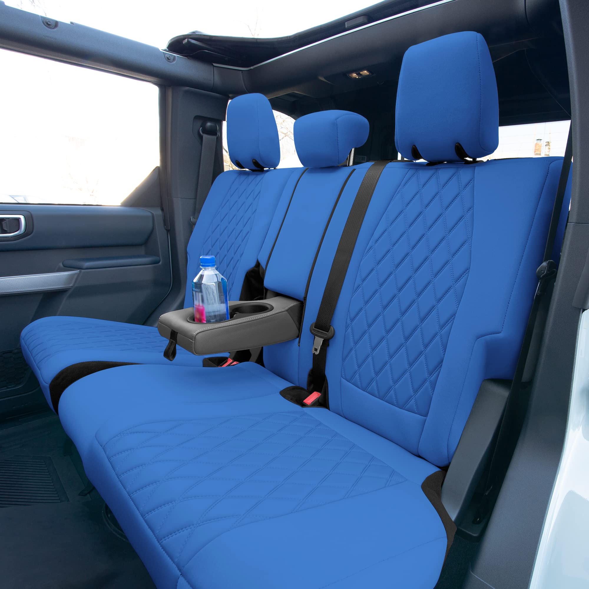 Custom Fit Neoprene Seat Covers for Ford Bronco 2021-2022 - Water Resistant Neosupreme Front & Rear Set in Solid Gray | Perfect for Off-Roading, Camping & Daily Commute