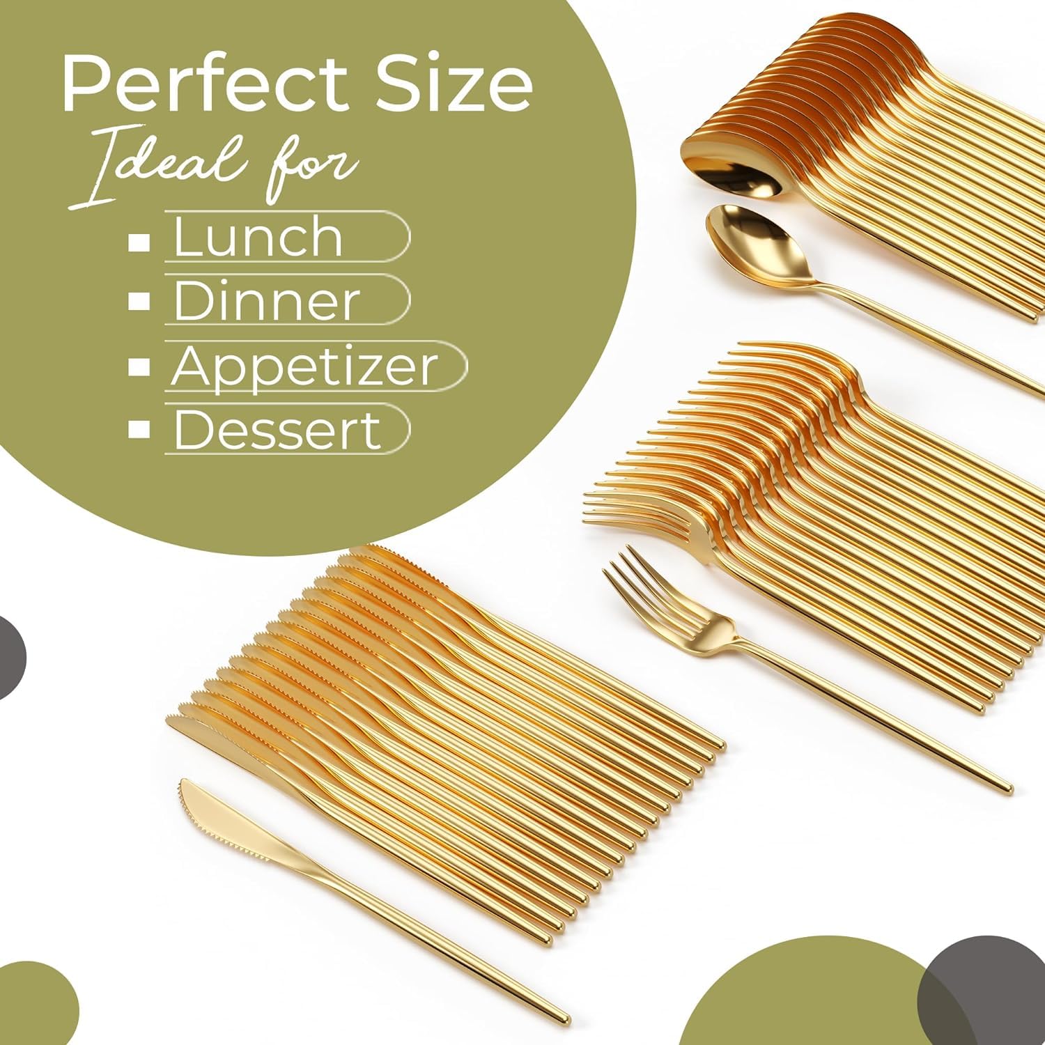 Premium 120-Pack Gold Plastic Cutlery Set - Disposable Forks, Knives & Soup Spoons for Parties, Events & Catering | Elegant Disposable Silverware for Weddings, BBQs & Picnics | Trendables