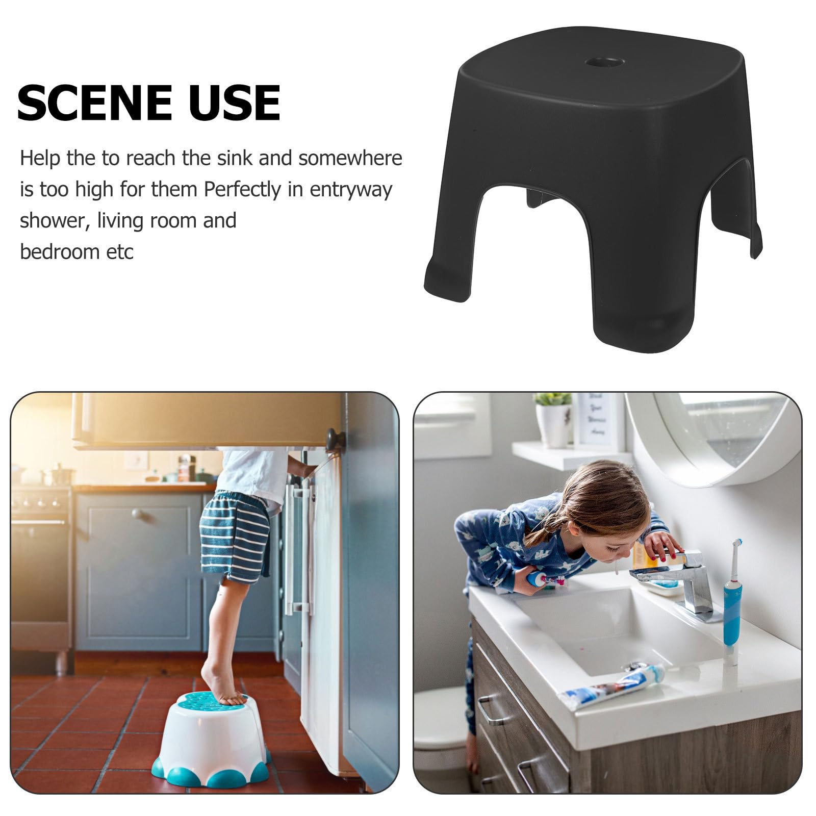Adjustable PVC Step Stool for Adults & Toddlers - Non-Slip Bathroom Toilet Stool, Office Footrest, Multi-Purpose Stepping Stool for Home, Kitchen, and Shower Use