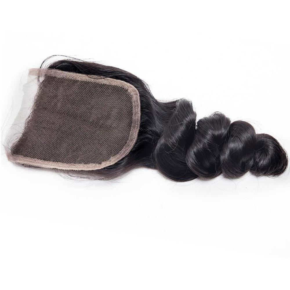 Premium Virgin Human Hair Bundles with Closure - 100% Natural Black Loose Wave Hair Extensions for Stunning Hairstyles | Perfect for Daily Wear, Parties & Special Occasions