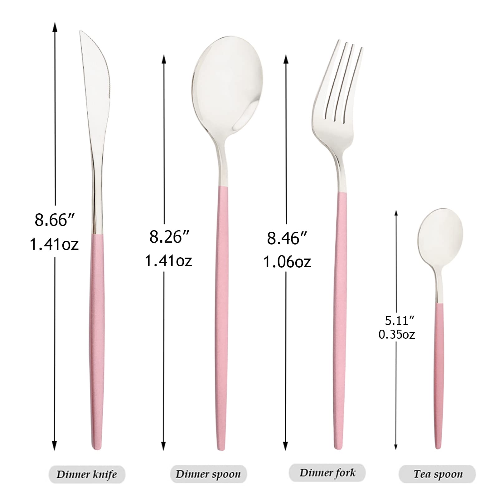 24-Piece Mirror Cutlery Serving Set - 18/0 Stainless Steel Silverware with Pink Handle - Modern Tableware for Home, Party, Restaurant & Christmas Dinner - Service for 6 (Pink Silver) - Perfect for Wedding Gifts, Bridal Showers & Elegant Dining