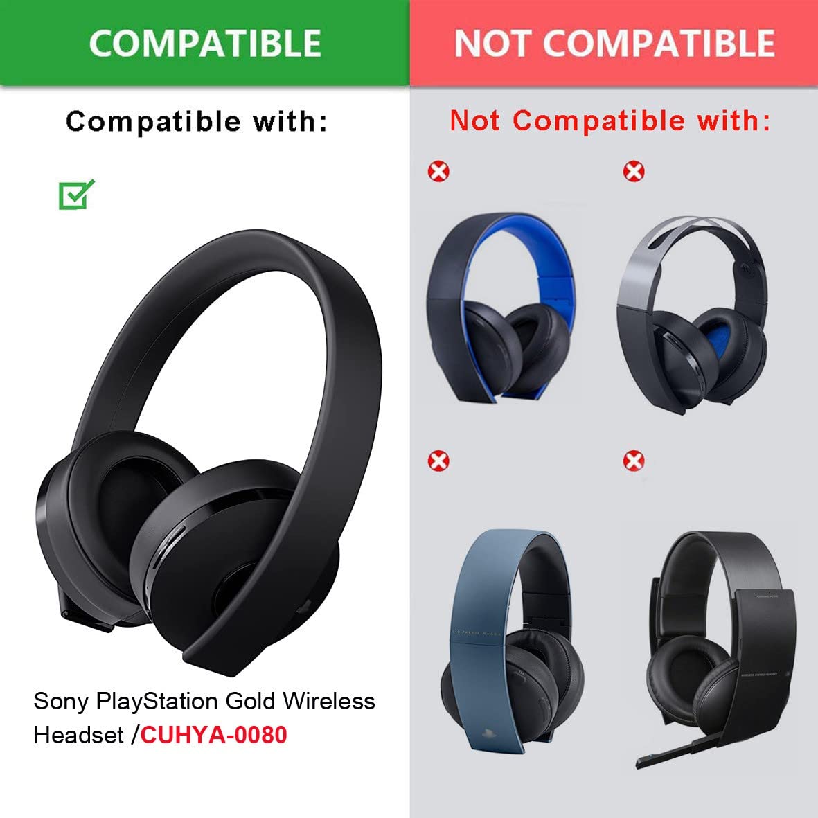 V-MOTA Replacement Ear Pads Compatible with Sony PlayStation 4 Gold Wireless Headset (4th Gen) 500 Million Limited Edition PS4 Headphones CUHYA-0080 - White - Perfect for Gaming, Music & Long Wear Comfort