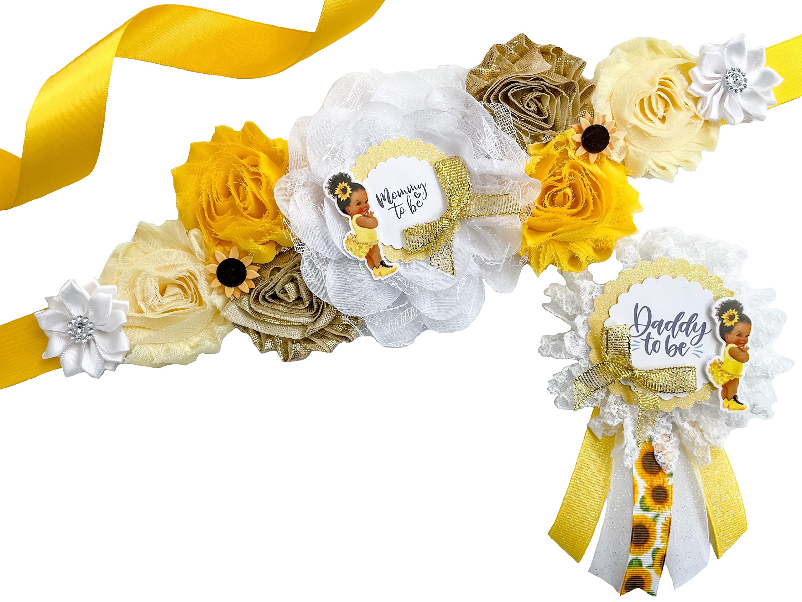 Sunflower Girl Maternity Sash for Baby Shower - Floral Pregnancy Announcement Sash for Mom-to-Be - Perfect for Gender Reveal, Baby Shower Decorations & Maternity Photoshoots