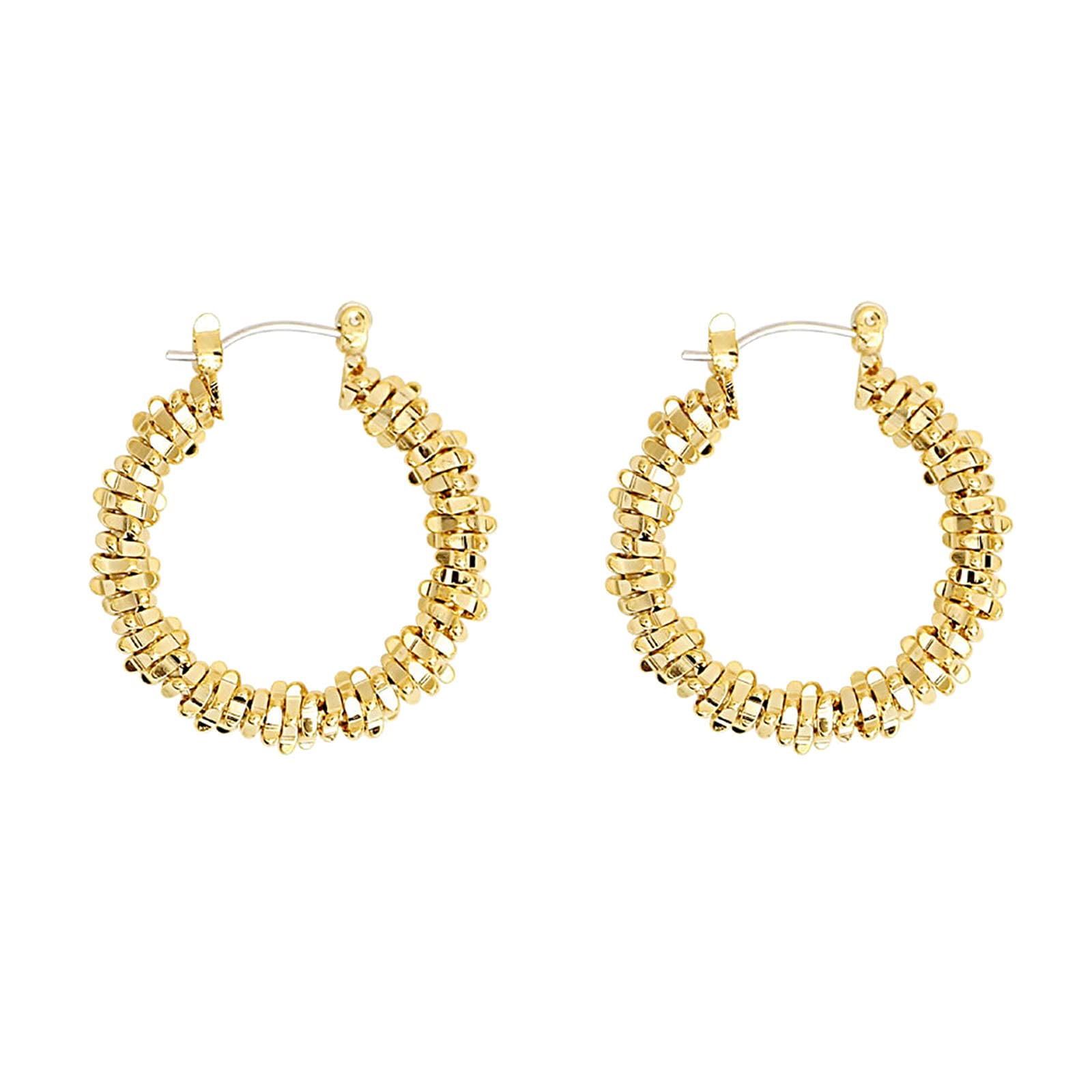 14K Gold Hoop Earrings for Women - Chunky Bohemian Huggie Earrings with CZ Stones, Round Circle BOHO Statement Jewelry | Perfect for Parties, Weddings & Everyday Wear
