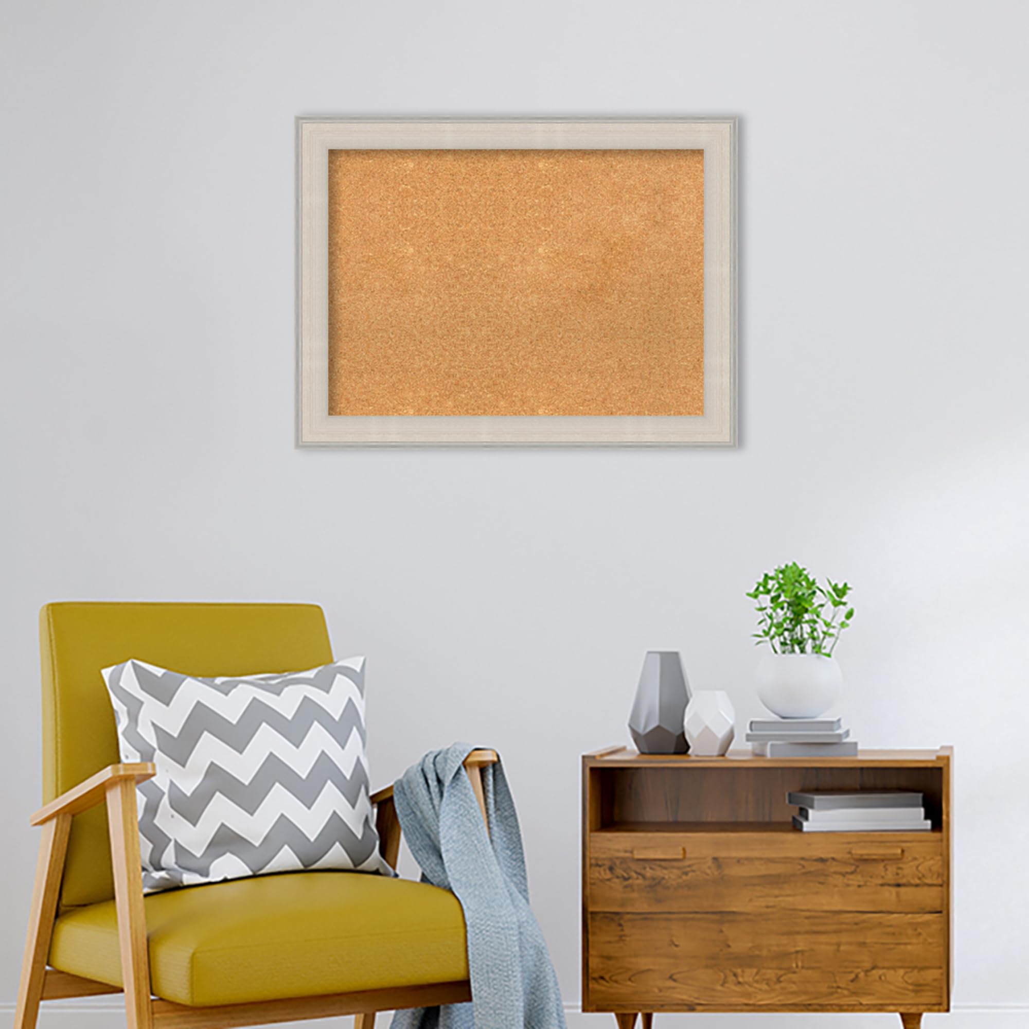 Amanti Art 24x32 Inch Natural Cork Board with White Wood Frame - Vision Board, Office Decor & Home Organization Pinboard | Perfect for Displaying Photos, Notes, and Reminders in Home, Office, or Coastal Style Spaces