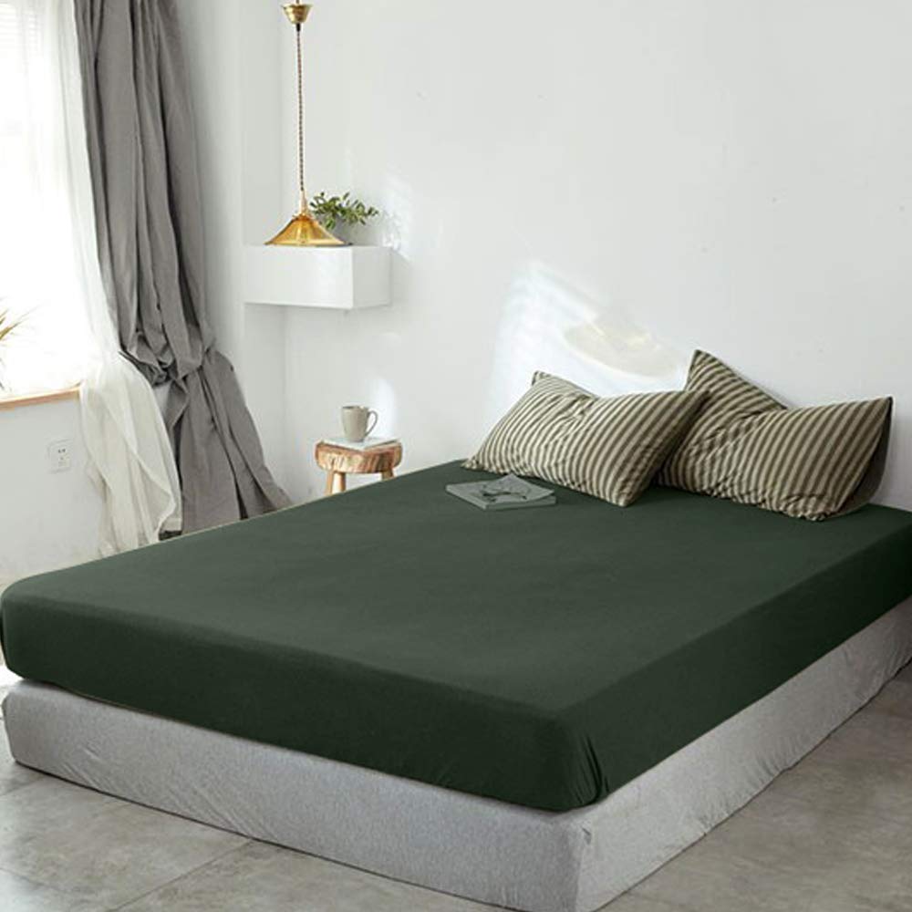 Luxury Ultra Soft 100% Cotton Fitted Sheet - Army Green Deep Pocket (15