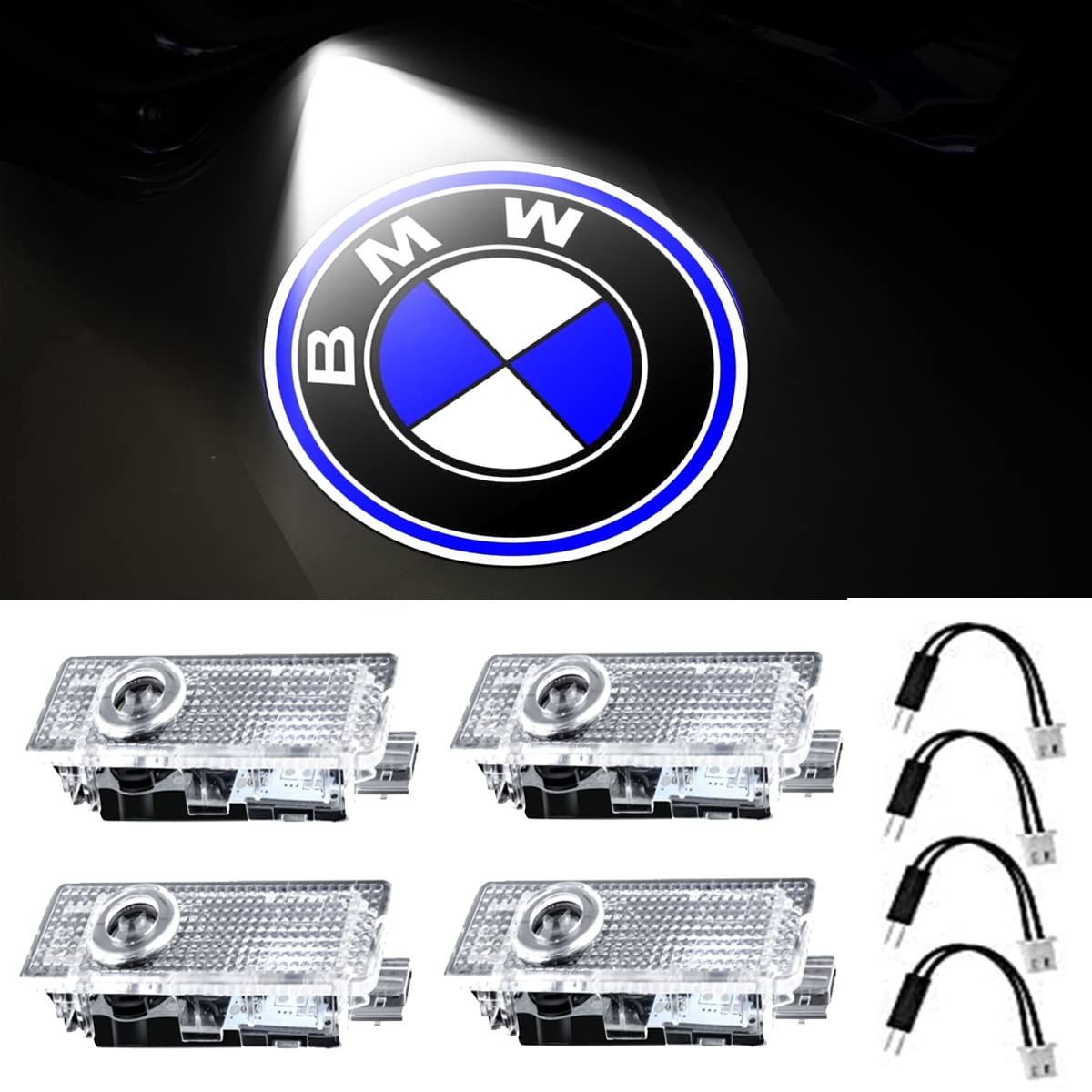 Premium Car Door Lights Logo Projector - HD Welcome Lights for BMW 1/3/4/5/6/7/M/X/Z/GT Series - 4PACK Accessories - Perfect for Night Driving & Custom Style Enhancement
