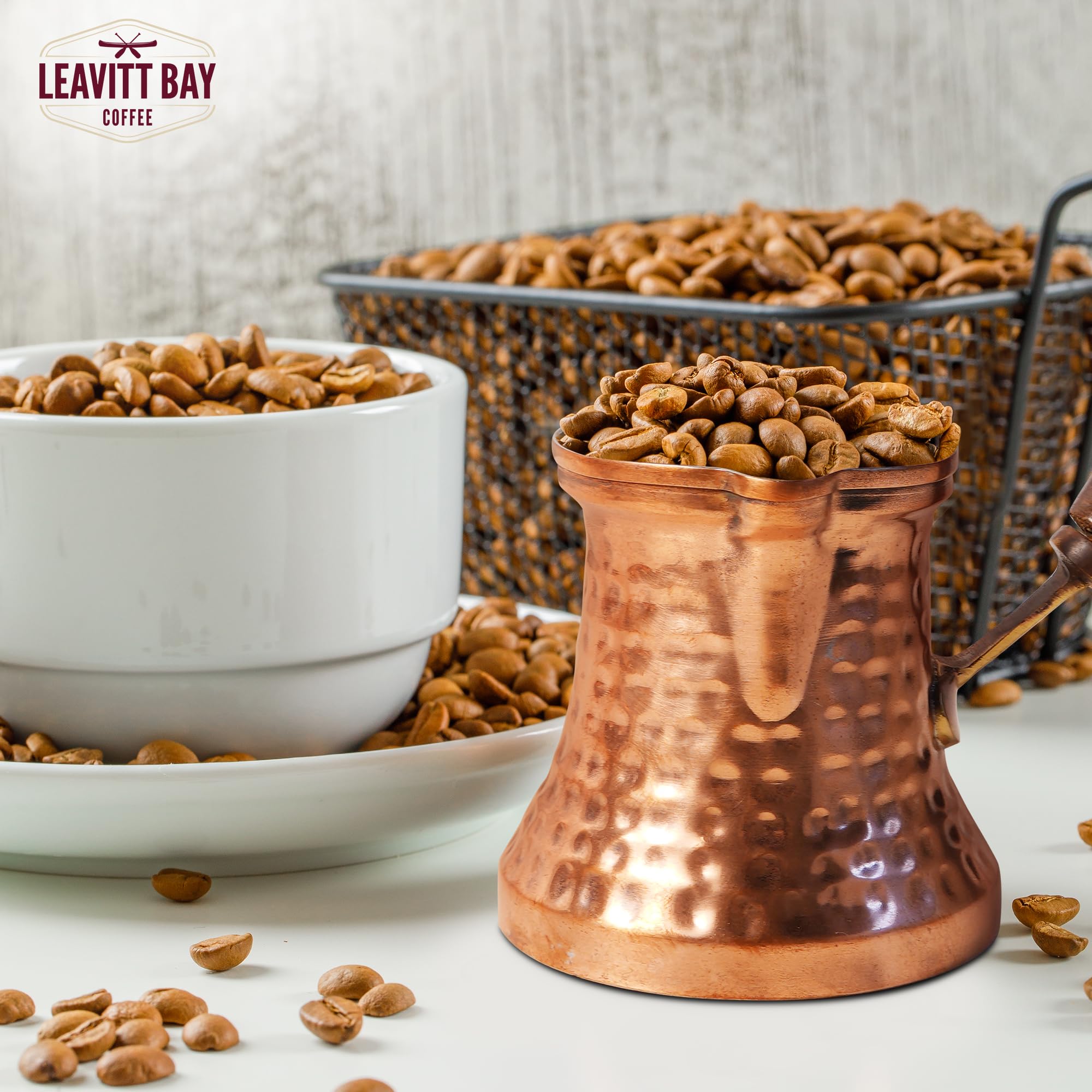 Authentic Hammered Copper Cezve Turkish Coffee Pot with Wooden Handle - Traditional Turkish & Greek Coffee Maker - Perfect Gift for Coffee Lovers - Ideal for Home Brewing, Camping & Turkish Coffee Ceremonies