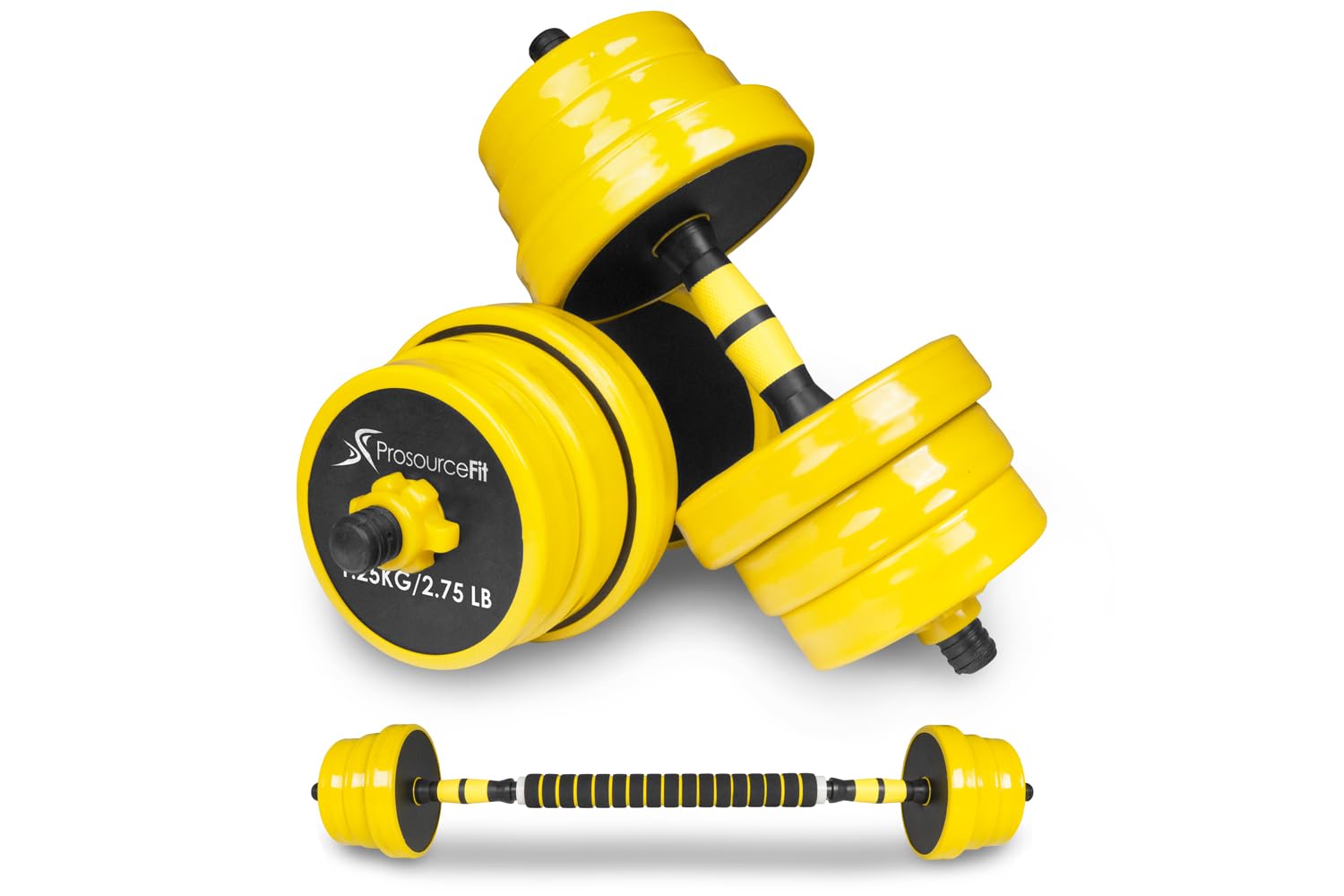 ProsourceFit Adjustable Dumbbell & Barbell Weight Set - 2-in-1 Free Weights (44Lbs) for Home Gym, Strength Training & Full Body Workouts - Perfect for Small Spaces & Home Fitness