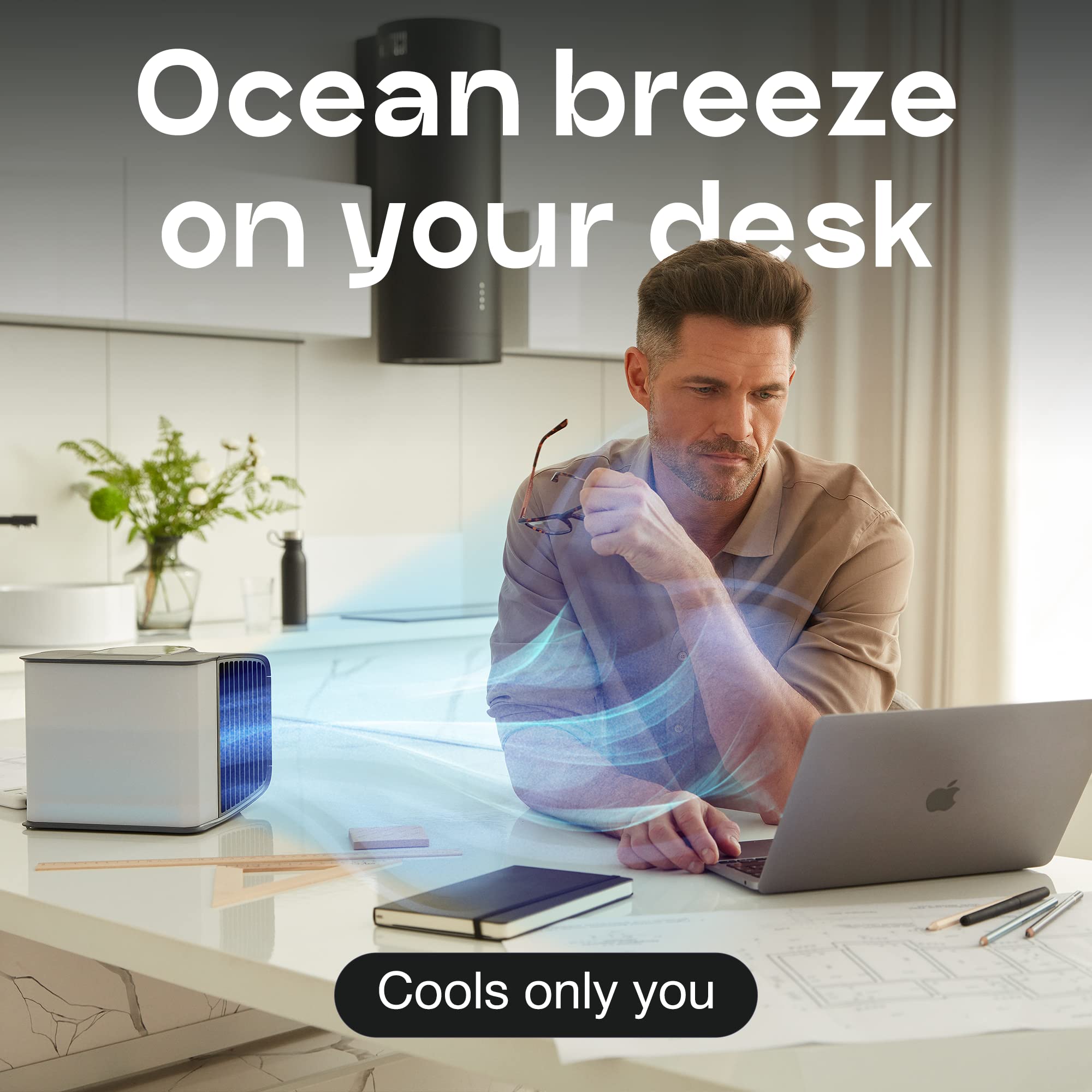 Evapolar evaSMART Personal Evaporative Air Cooler - Portable Desktop Air Conditioner with Leak-Proof Water Bottle | White | Perfect for Home Office, Bedroom & Outdoor Use