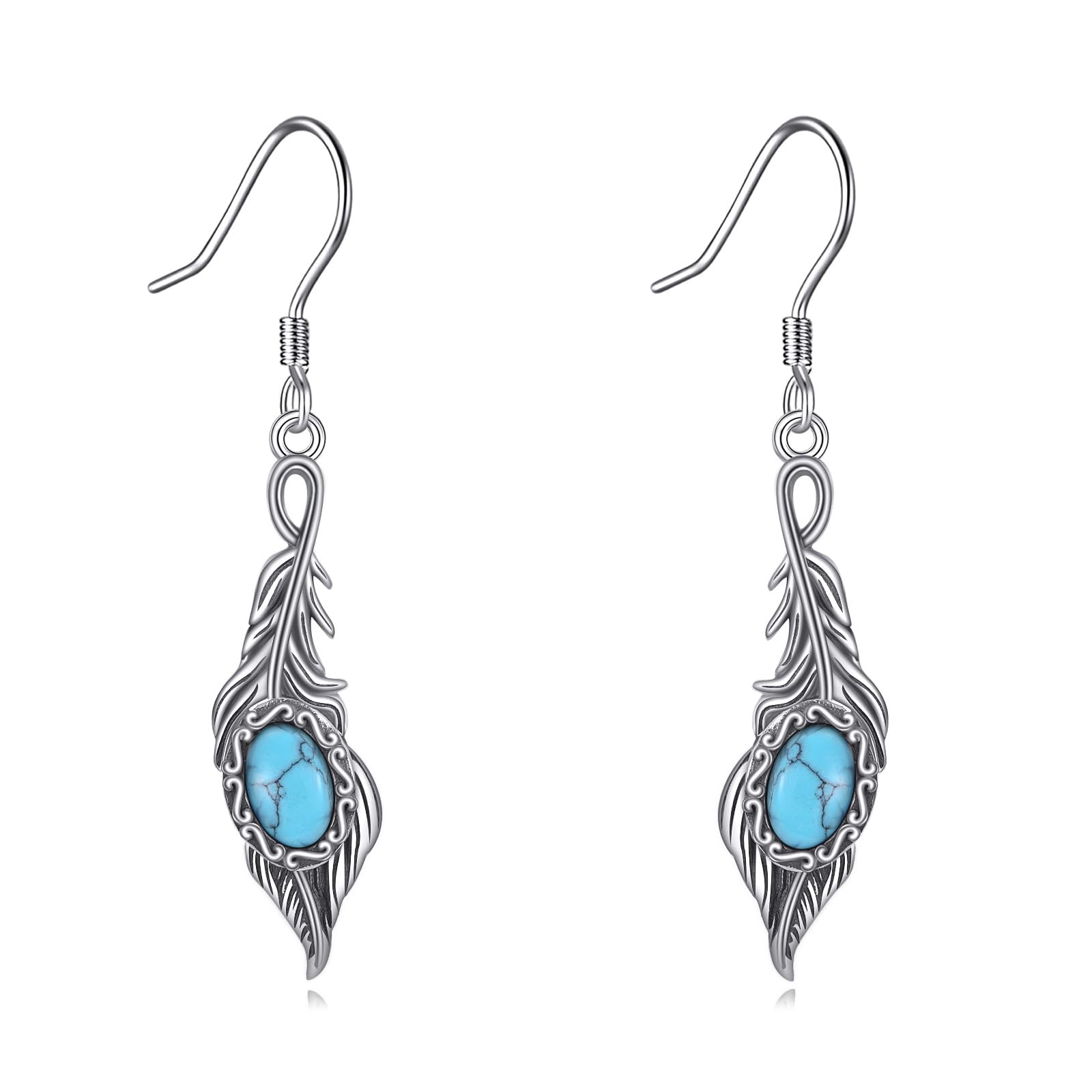 ONEFINITY Boho Earrings for Women - 925 Sterling Silver Sun and Moon Dangle Earrings with Feather Details | Hippie Jewelry Gift | Perfect for Festivals, Parties & Boho Fashion