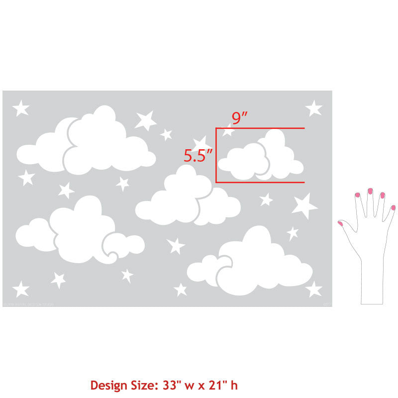 Head In The Clouds Wall Stencil - DIY Cloud Pattern Painting Template for Nursery, Bedroom & Home Decor - Perfect for Kids Room, Accent Walls and Creative Wall Art Projects