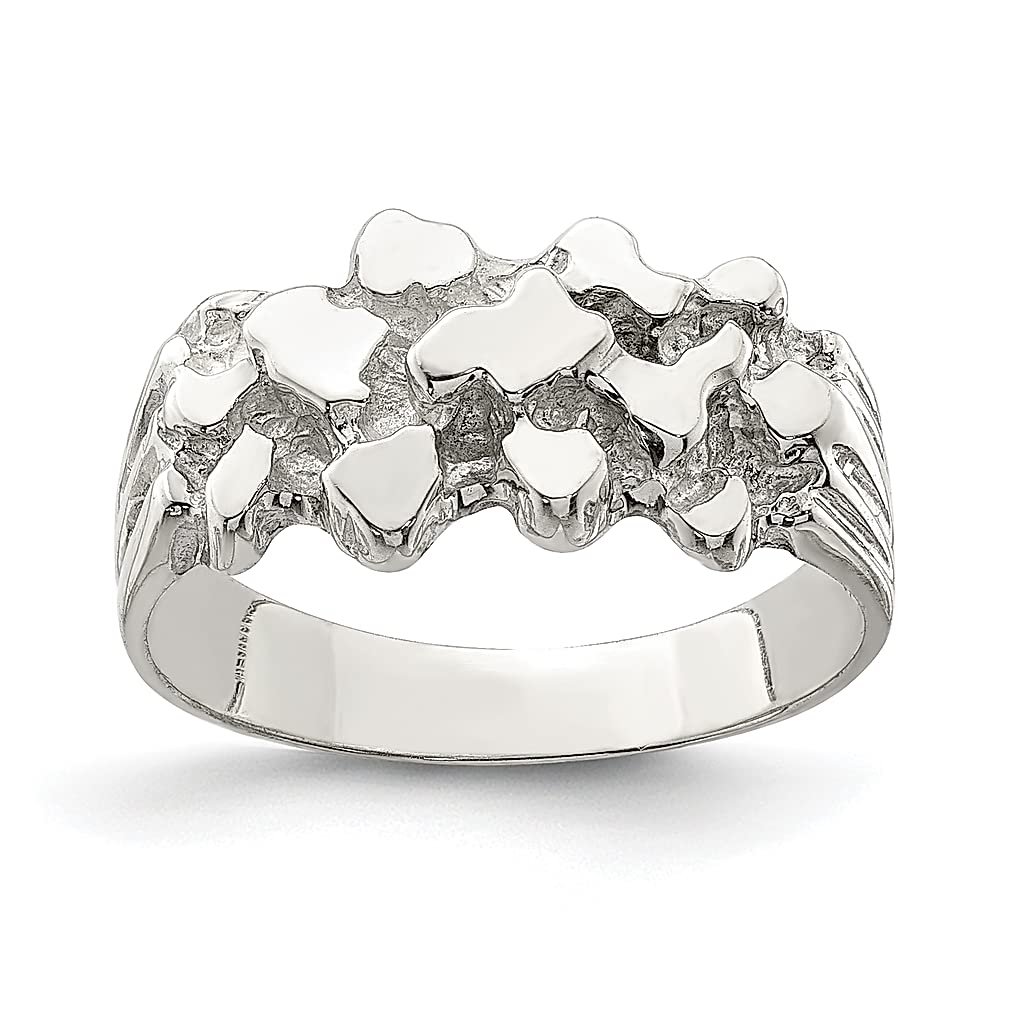 925 Sterling Silver Women's Nugget Band Ring - Durable & Hypoallergenic Fine Jewelry for Her - Perfect Gift for Anniversary, Birthday & Everyday Wear