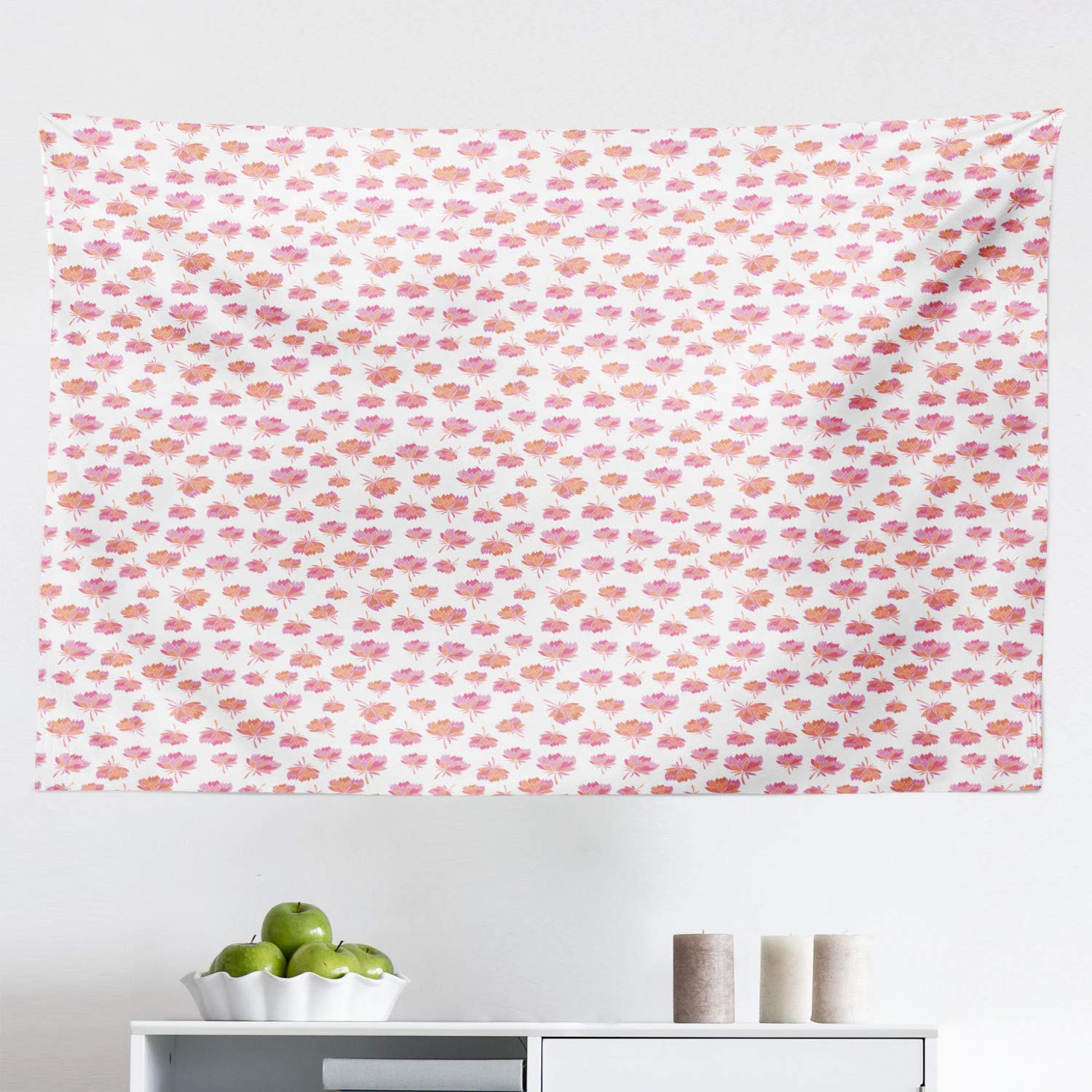 Ambesonne Floral Tapestry Wall Hanging - Vibrant Cartoon Flower Petals Spring Design on Plain Background, 45x30 Inch Fabric Decor for Bedroom, Living Room, Dorm | Boho Home Decor, Perfect for Parties & Photo Backdrops