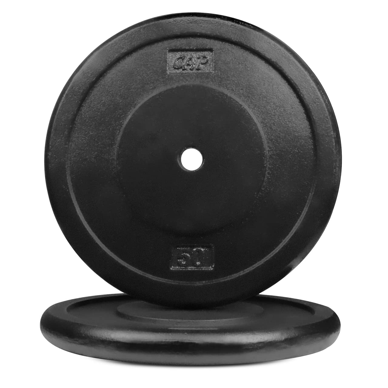 CAPHAUS Black Standard Solid Cast Iron Weight Plates 1-inch Center Hole for Standard Barbell & Dumbbell Handles - 1.25LB to 50LB (Multiple Sizes) - Perfect for Home Gym, Strength Training & Weightlifting Workouts