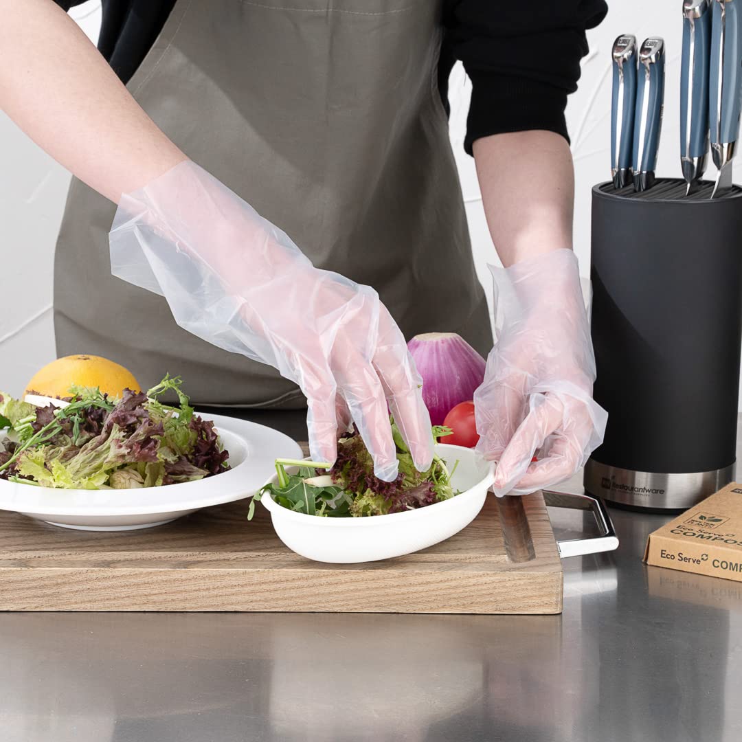Eco-Friendly Compostable Gloves for Restaurants & Catering - Small Disposable Gloves for Food Service, Handling & Hygiene - Perfect for Chefs, Bakers & Caterers