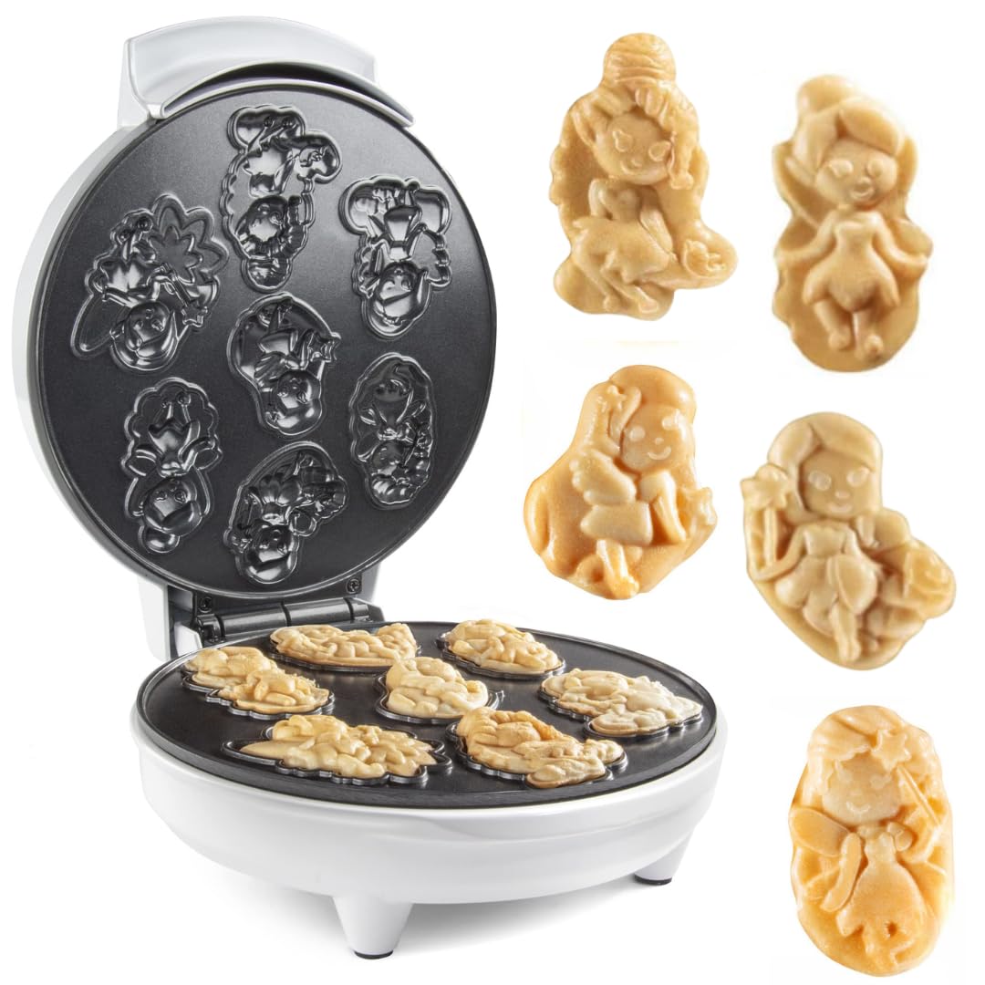 Fairy Friends Mini Waffle Maker - Electric Non-Stick Waffle Iron for Kids & Adults - Makes 7 Magical Fairy-Shaped Waffles & Pancakes Fast - Perfect for Breakfast, Parties & Princess-Themed Gifts
