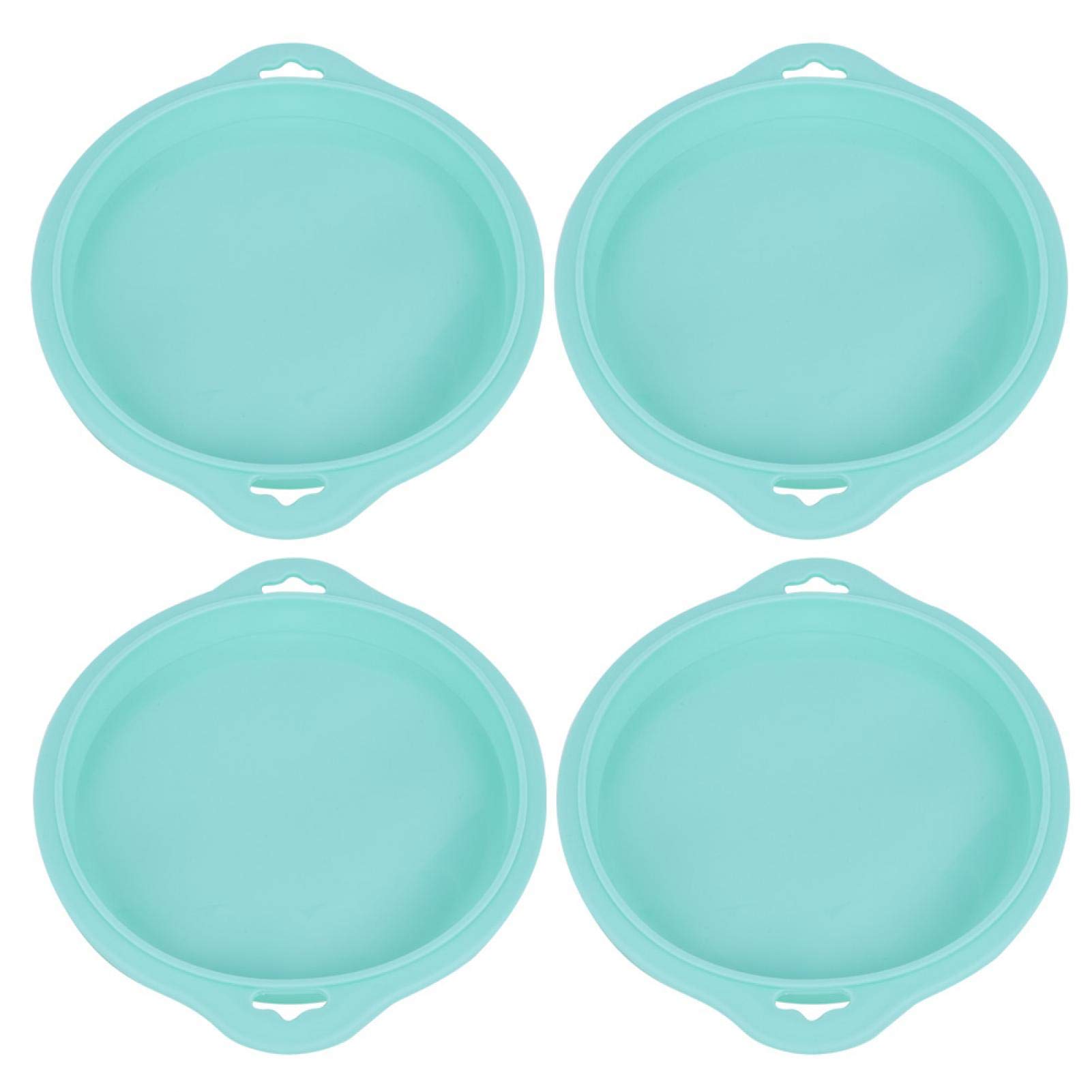 4PCS Silicone Round Cake Pans - Nonstick Baking Molds for Cheesecake, Rainbow Cake, Chiffon Cake & Pizza Crust (Green) - Perfect for Home Baking, Party Desserts & DIY Cooking