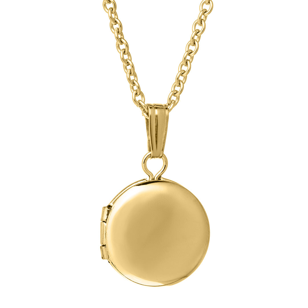 14K Gold Filled Round Locket Necklace for Baby - Engravable Keepsake Jewelry Gift for Newborns, Christening & First Birthday - Perfect for Special Occasions & Photo Pendants